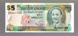 Barbados 5 dollars 2007 UNC