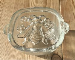 Glas Honigtopf mit Deckel, Biene, Vintage, sehr schön!
