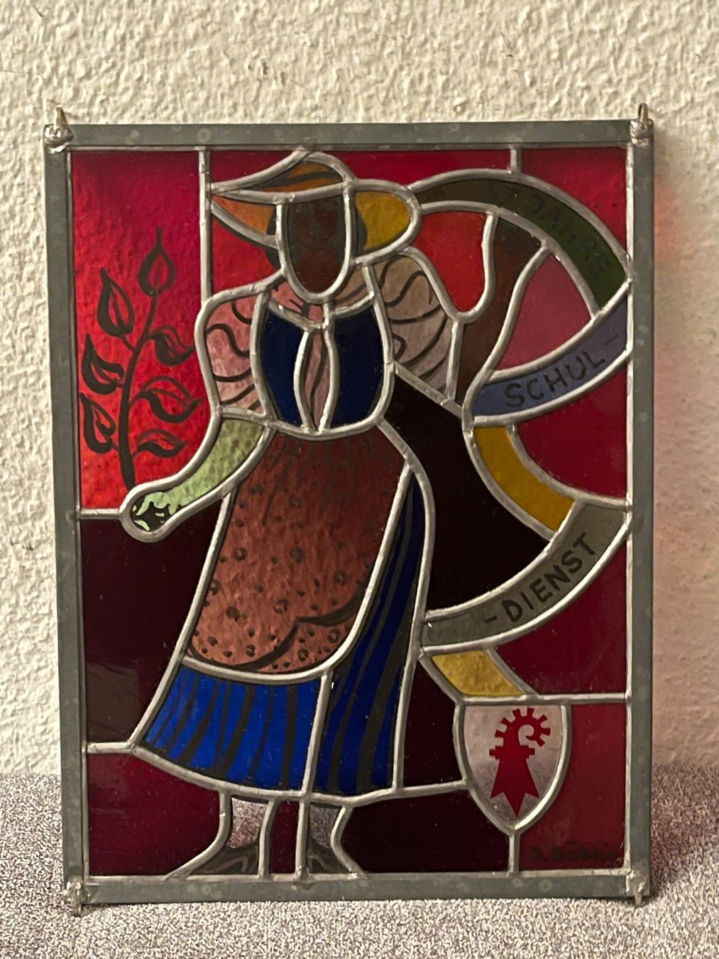 Dipinti: Jacques Düblin Buntglasscheibe mit Bleifassung – Usato da Basel venduto da PAUL_ART