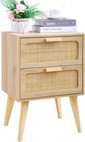 Nachttisch Rattan 2 Schubladen Beistelltisch Boho Holz natur