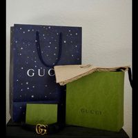 Gucci Ledergürtel mit GG Schnalle schwarz