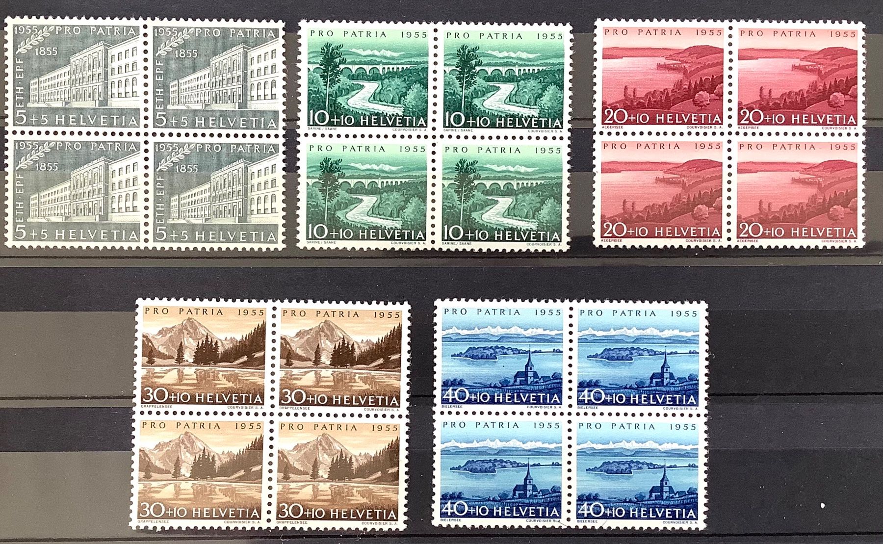 Tutti i francobolli: 1955  Pro Patria Viererblock Satz Postfrisch ** – Nuovo (secondo la descrizione) da Liestal venduto da Pep3