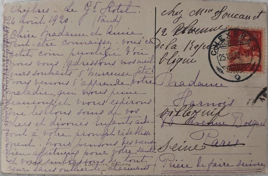 Cartoline postali: CHEXBRES - 1920 – Usato da Delémont venduto da Domdom1 1