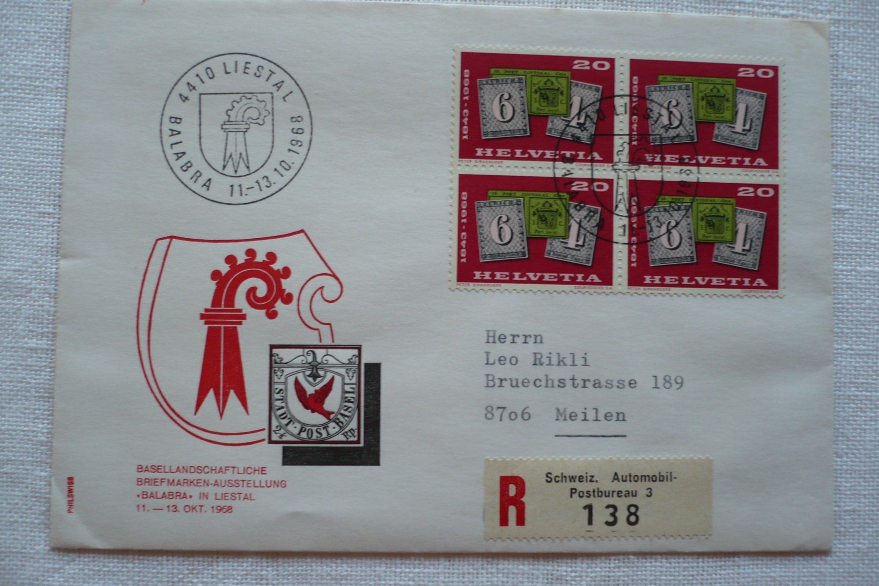 Tutti i francobolli: 1968 BALABRA, Liestal – Usato da Zürich venduto da saltandpepper008