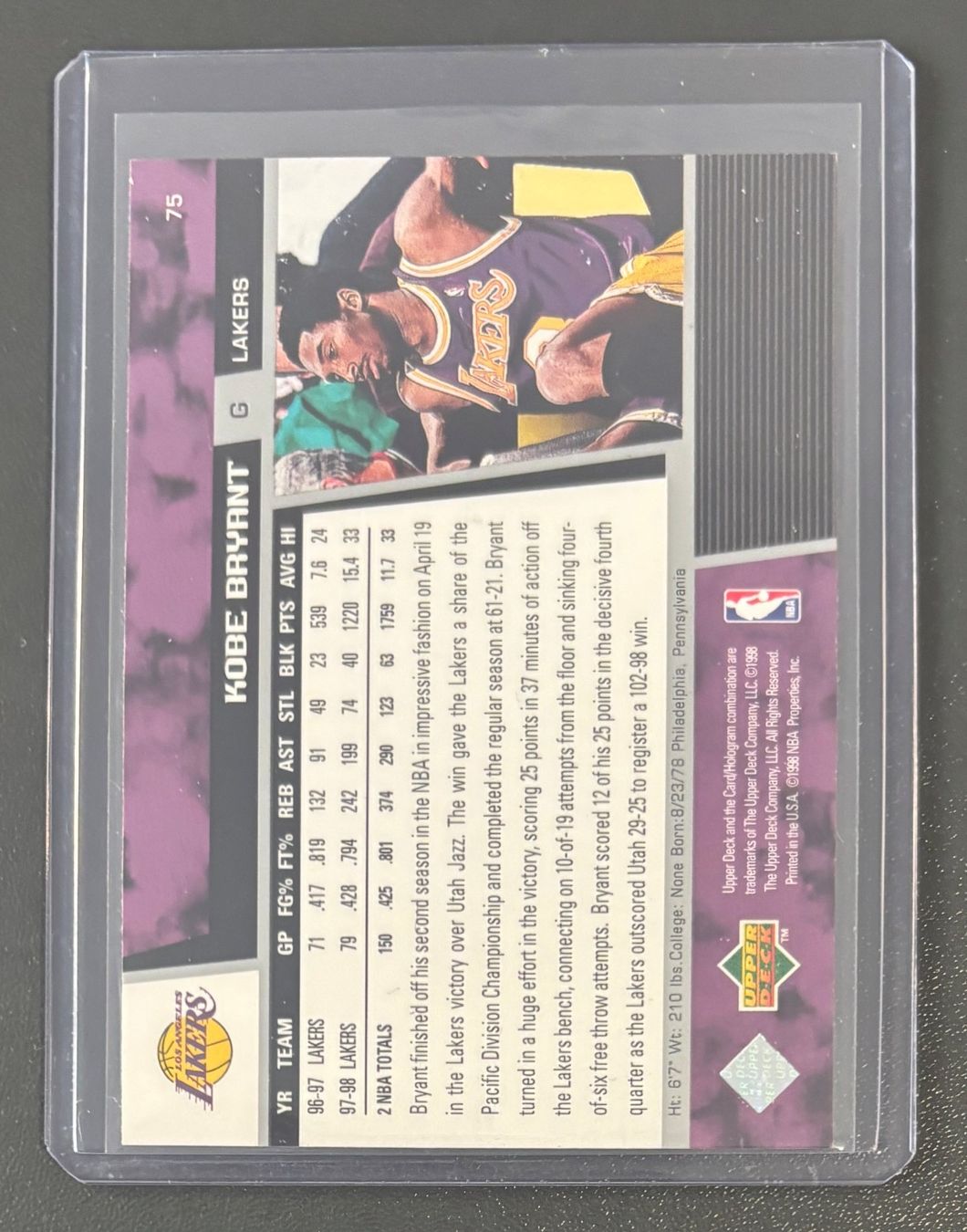 Nba Sammelbilder & Trading cards: NBA  Kobe Bryant 1998-99 Upper Deck Game Dated Card – Neu (gemäss Beschreibung) aus Muri b. Bern von winningloser 1