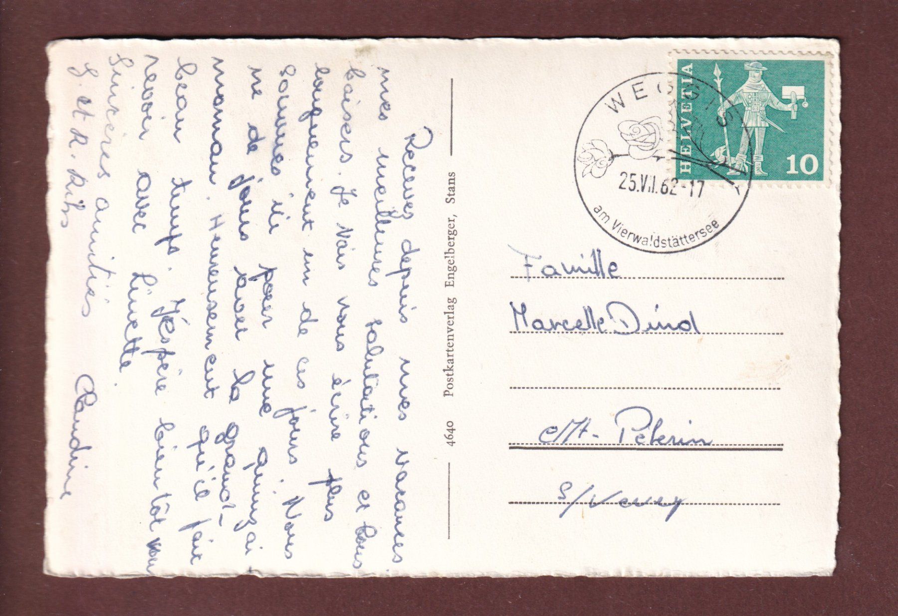 Cartoline postali: HERGISWIL am See - 1962 – Usato da Pully venduto da nicecards 1