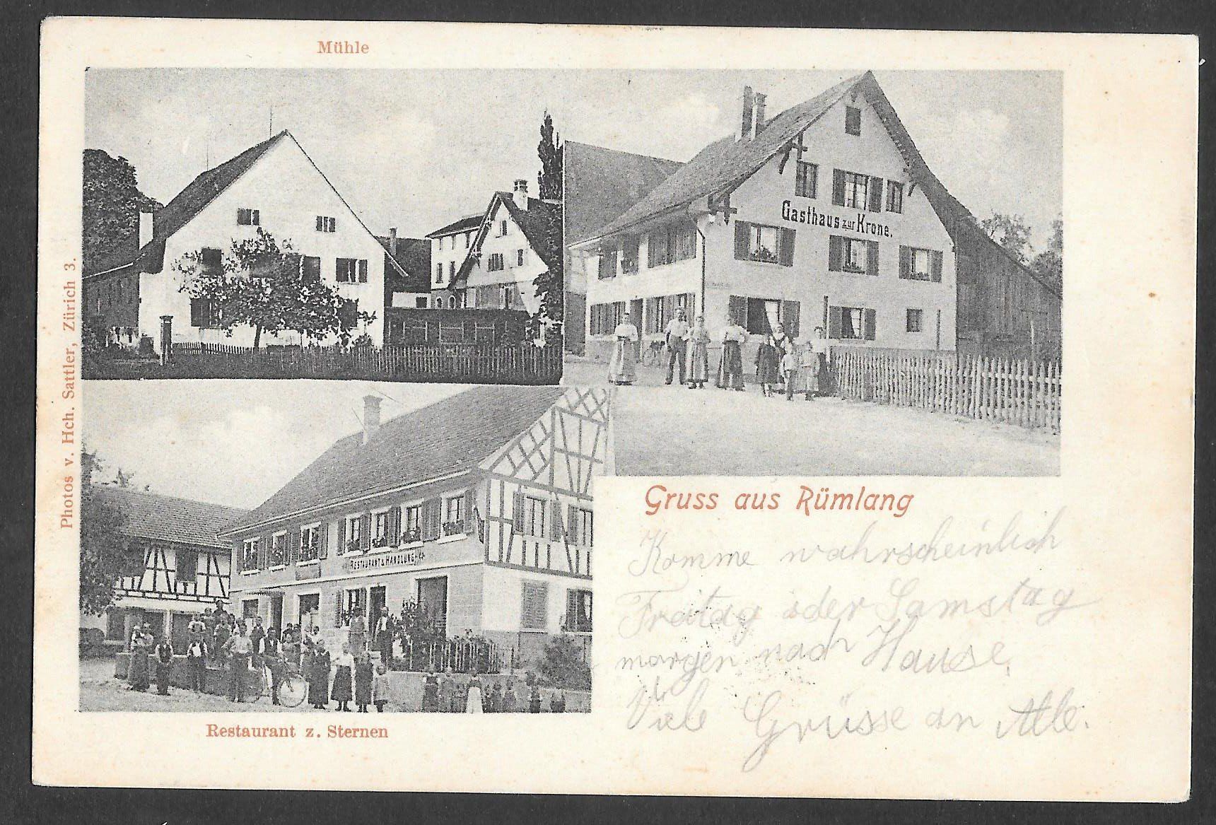 Cartoline postali: Rümlang Mühle Rest. Sternen Gasthaus Krone – Usato da Olten venduto da clotaldi