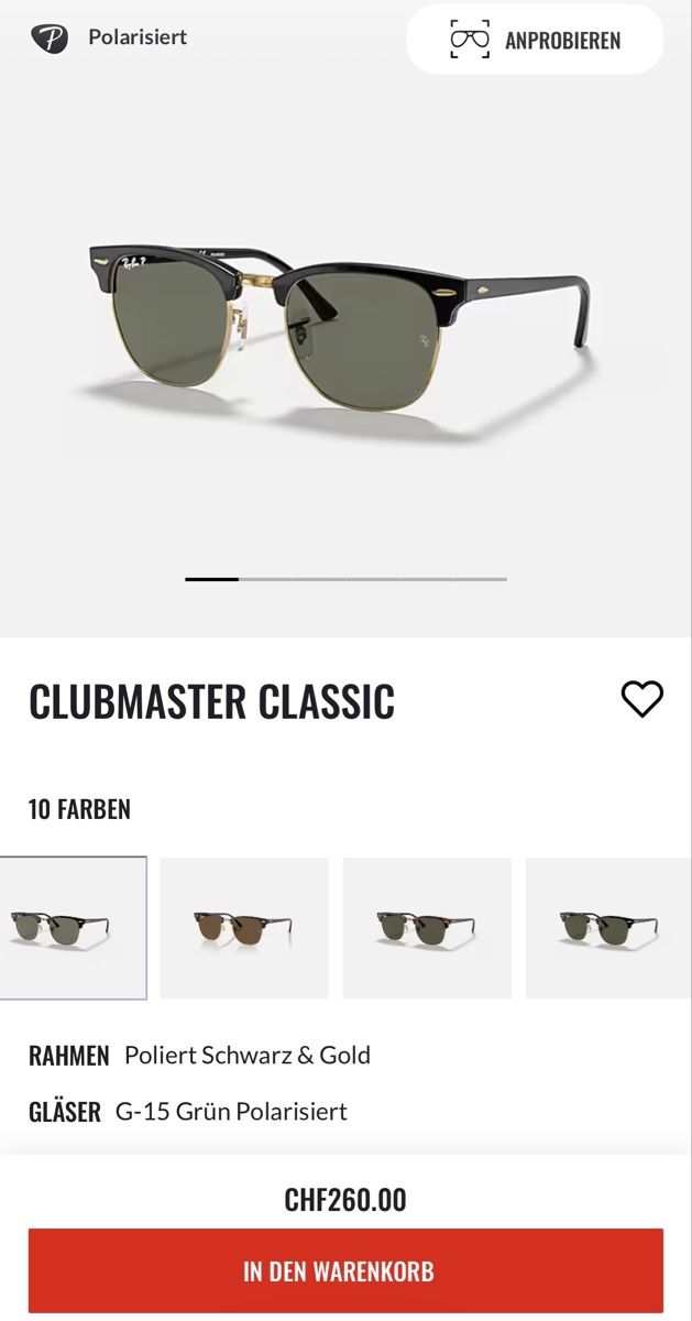 Ray-Ban Occhiali & Lenti: Ray•Ban Clubmaster Classic Polarisiert – Nuovo e nell'imballaggio originale da Aarau venduto da oli_fn9q