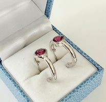 Elegante J-Hoop (halbe Creole) Silber 925 mit Zirkonia - Neu