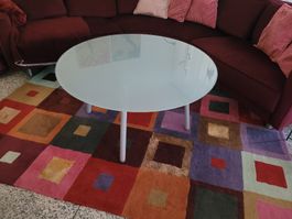 Salontisch Couschtisch rund, mit mattierter Glasplatte 100cm