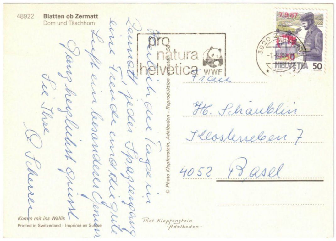 Cartoline postali: Blatten ob Zermatt mit Gondelbahn – Usato da Binningen venduto da Mountainrider 1