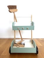 Kinder Reinigungswagen Holz Spielzeug Besenwagen Putzwagen