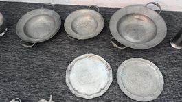 Zinn Geschirr Konvolut Teller und Schalen gebraucht