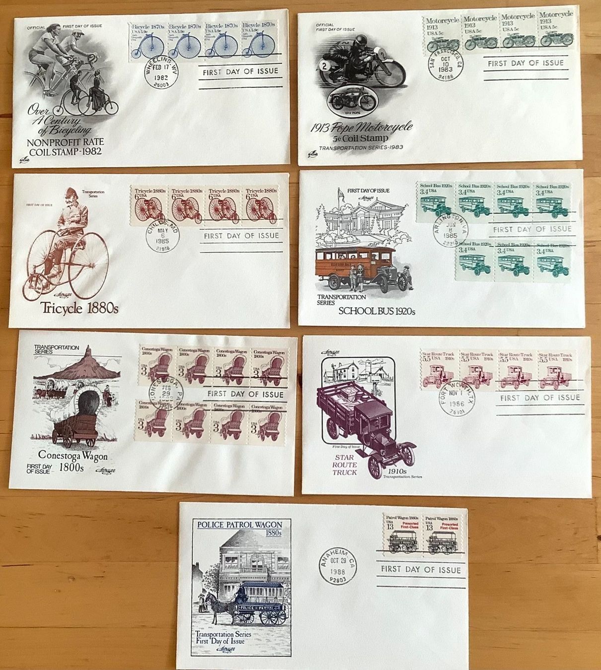 Alle Briefmarken: 1982-88 - USA - FDC Verschiedene Transp. – Gebraucht aus Liestal von Pep3