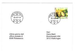 Letztagsbrief: Schliessung der Poststelle 6599 ROBASACCO
