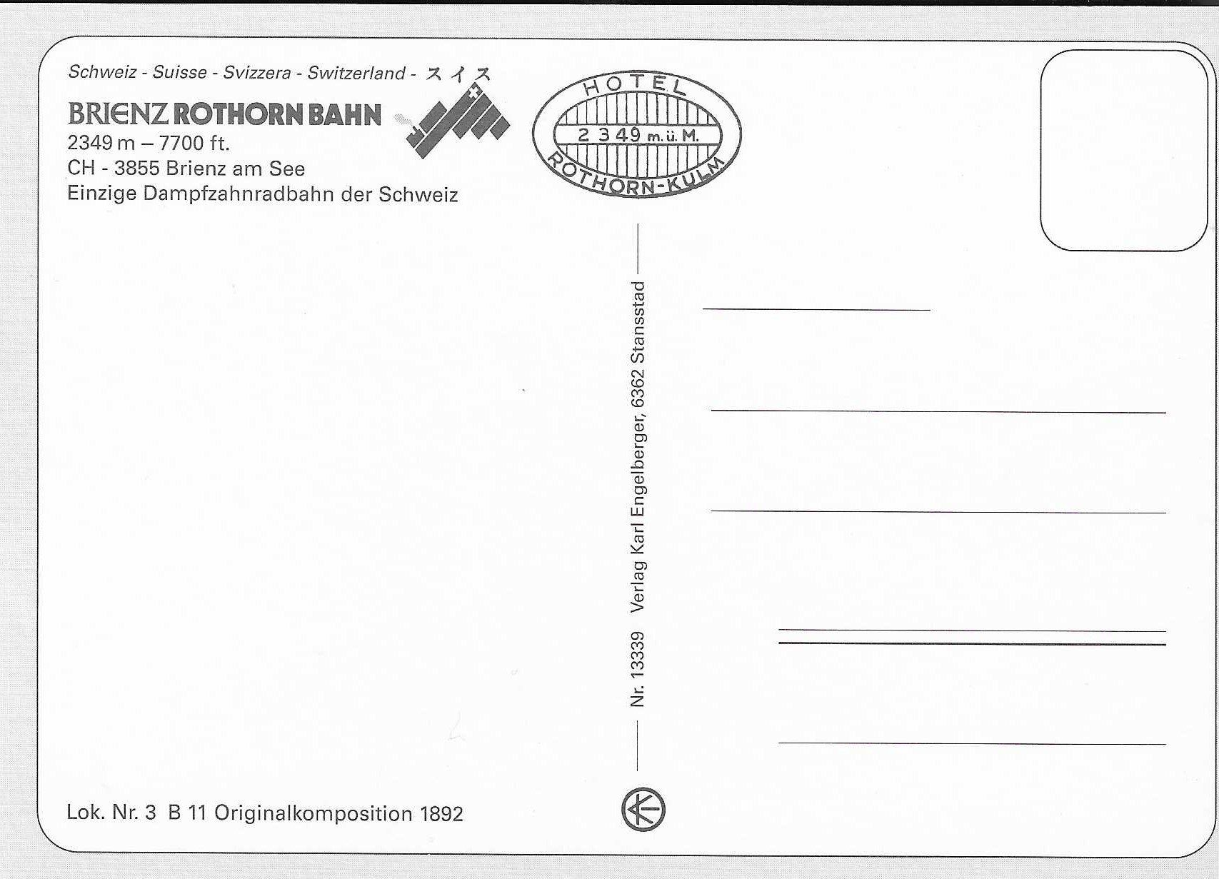 Cartoline postali: Brienz Rothorn Bahn – Nuovo (secondo la descrizione) da Rothrist venduto da Stranglehold 1