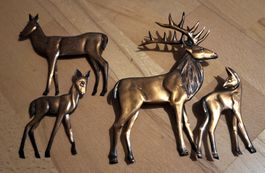 Hirsch-Reh-Deko Set, 4-teilig, Kupfer/ Jagd Deko