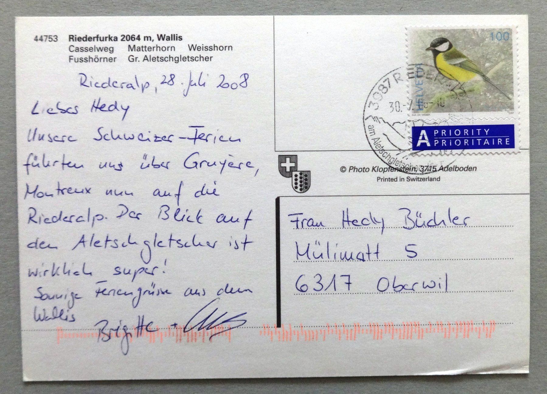 Ansichtskarten: Riederfurka 2064 m – Defekt aus Fétigny von Billy2miny 1