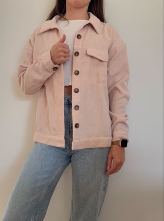 Stylische Cordjacke in rosa Grösse 34