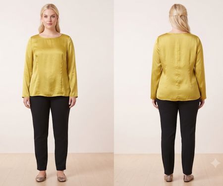 chemisier APOSTROPHE 100% SOIE taille 46 jaune
