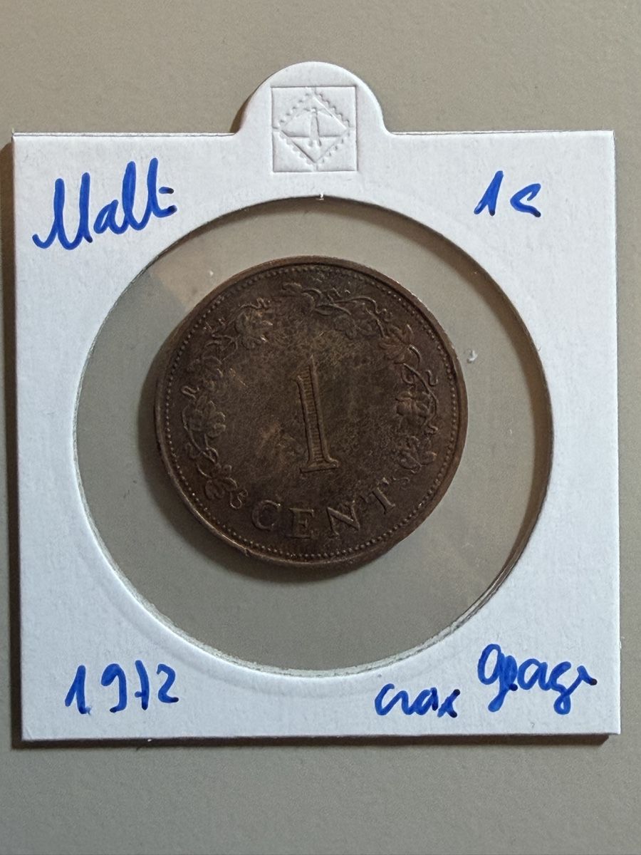 Alle Münzen: Malte - 1 cent - 1972 - Croix George  – Gebraucht aus Payerne von Mike1682