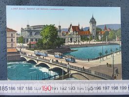 ZÜRICH BAHNHOF SCHE.LANDESMUSEUM TRAMS AK ZH
