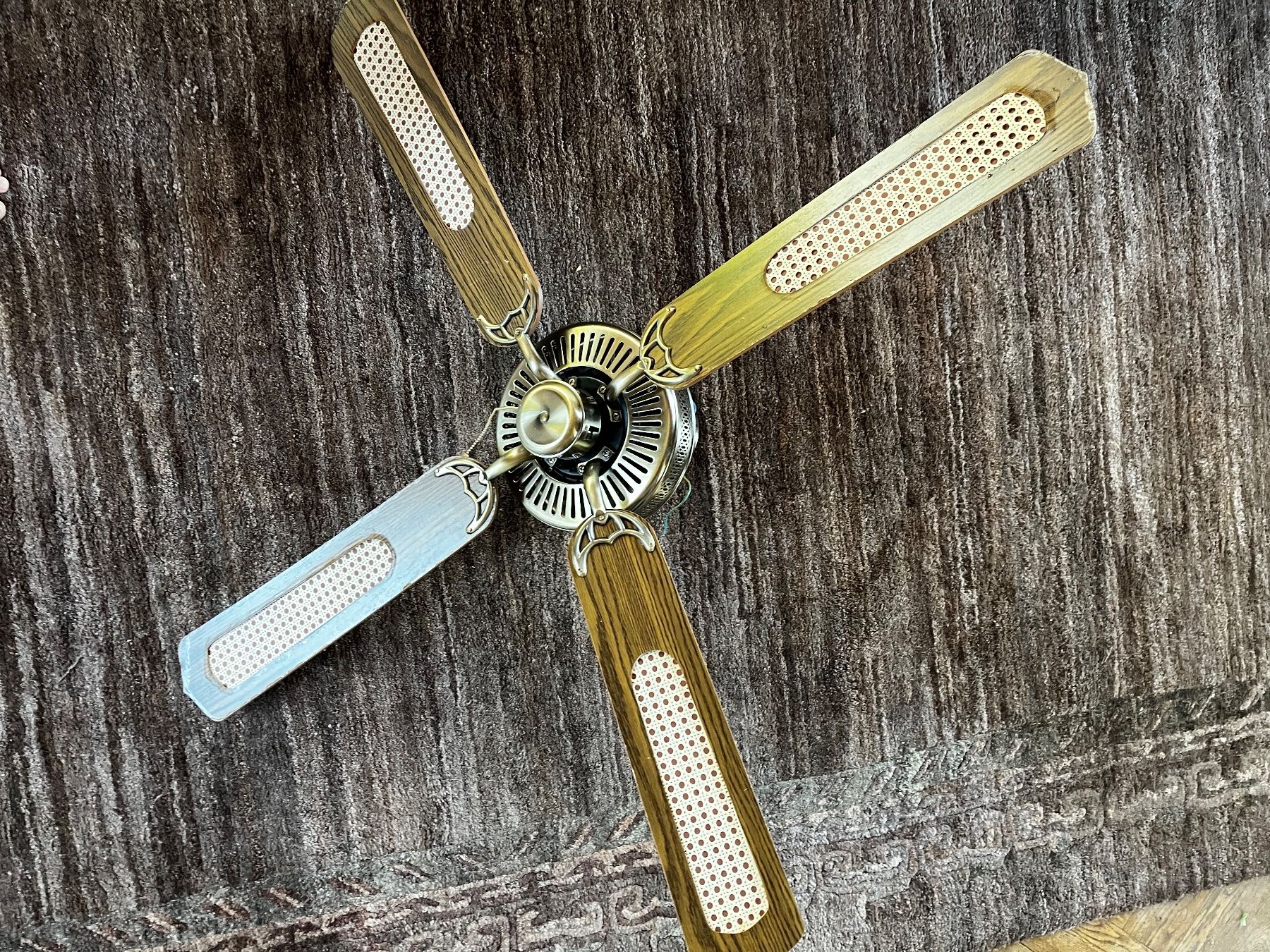 Ventilatoren: Retro Colonial Deckenventilator Messing Rattan 130cm – Gebraucht aus Colombier NE von andpsykz3 5