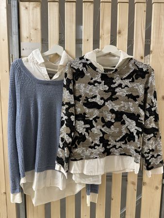2 Strickpullover mit Hemdeinsatz, Top Zustand, Gr. M
