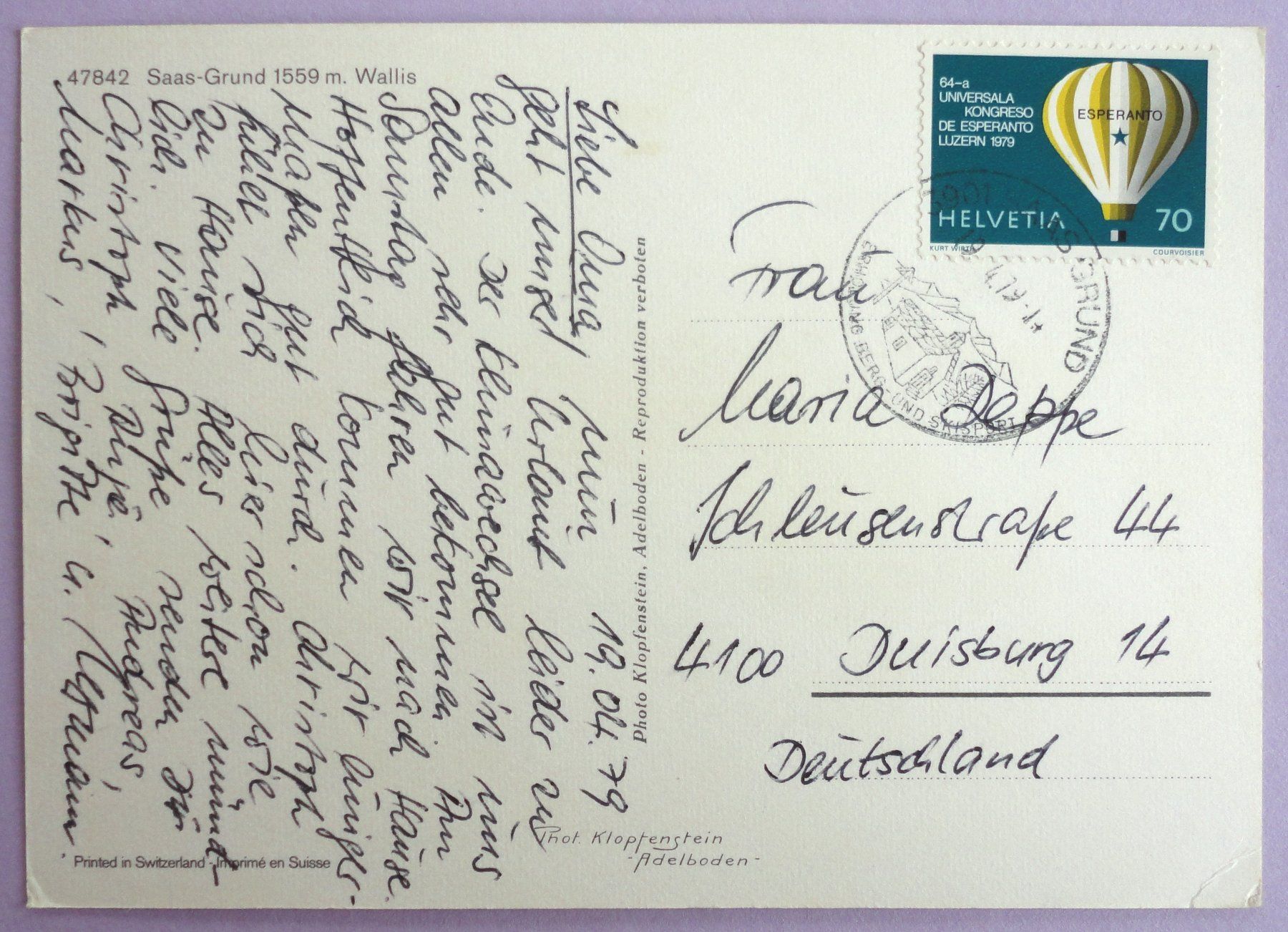 Cartoline postali: Saas-Grund 1559 m – Difettoso da Fétigny venduto da Billy2miny 1