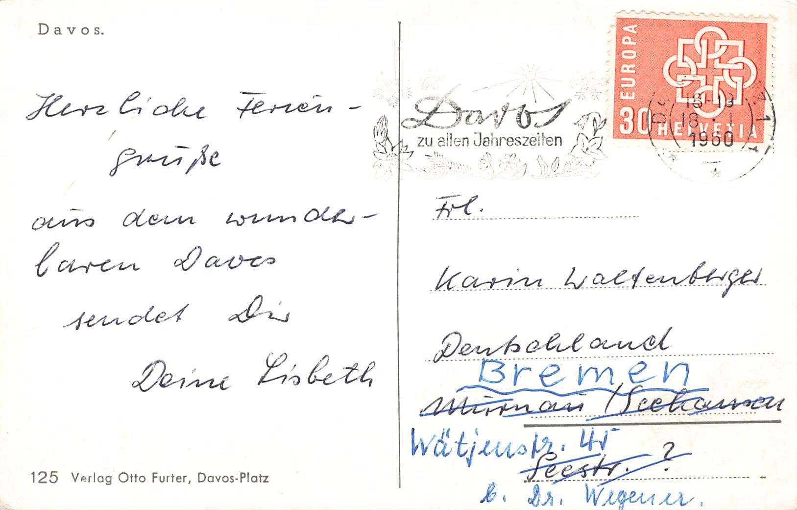 Cartoline postali: Davos – Usato da Biasca venduto da Blenio71 1