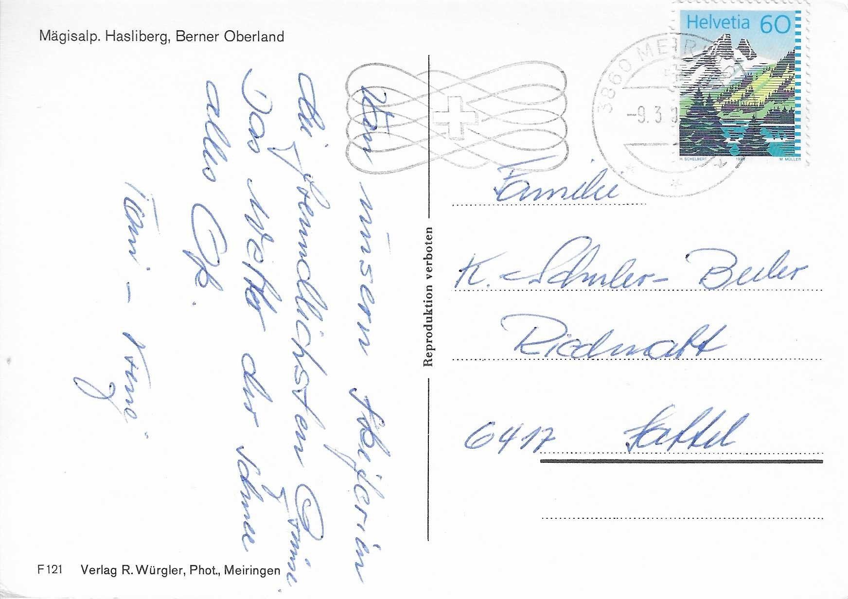 Cartoline postali: Mägisalp Hasliberg BE – Usato da Rothrist venduto da Stranglehold 1