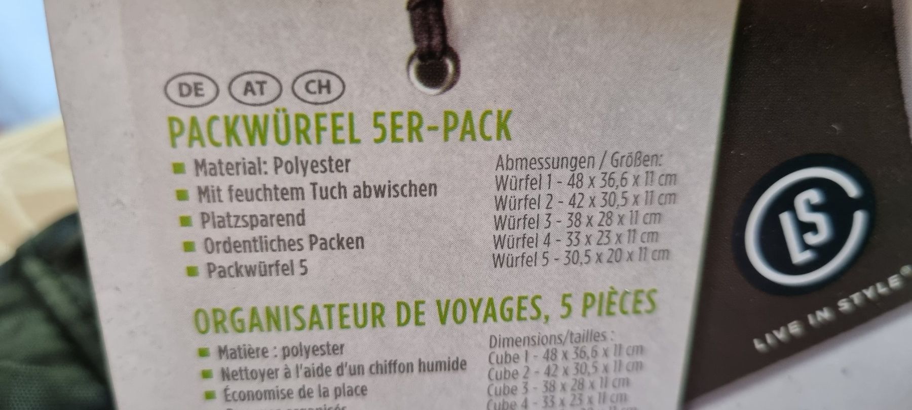 Borse: Packwuerfel 5er-Pack polyester neu – Nuovo (secondo la descrizione) da egliswil venduto da Maggy6 2