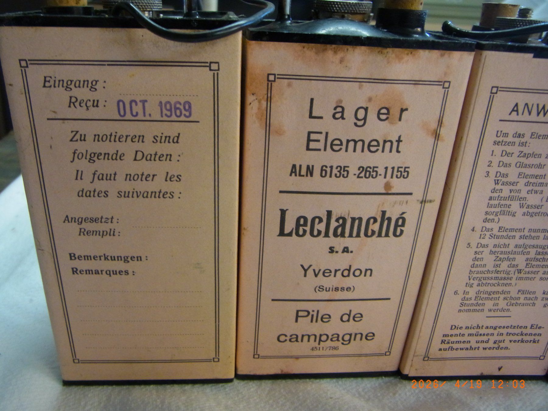 Batterie: Vintage alte Batterieelemente, Leclanche..... – Usato da Uezwil venduto da Fauchi51 3