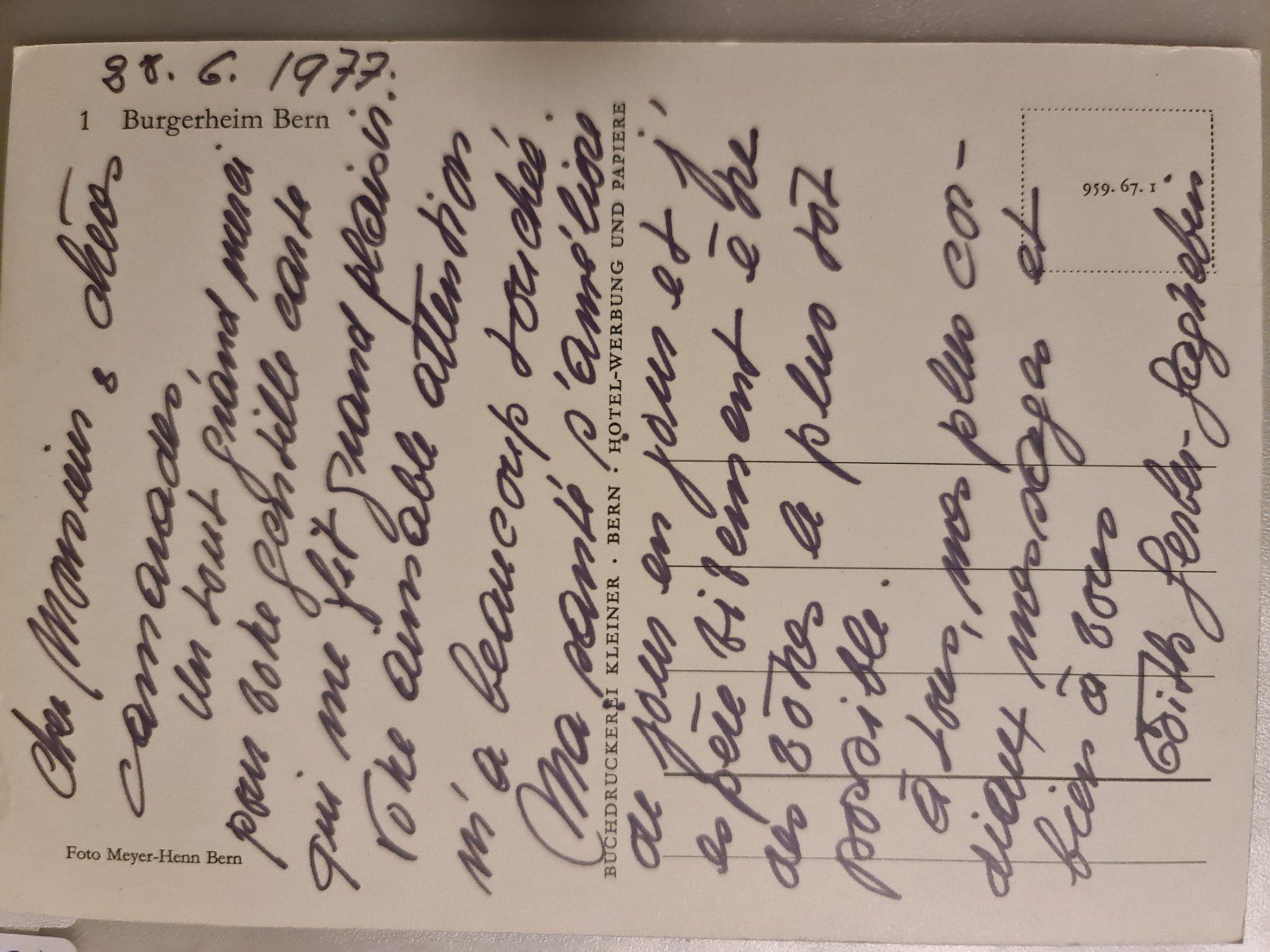Cartoline postali: Alte Ansichtskarte Burgerheim Bern, 1977 – Usato da Dintikon venduto da Vexi 1