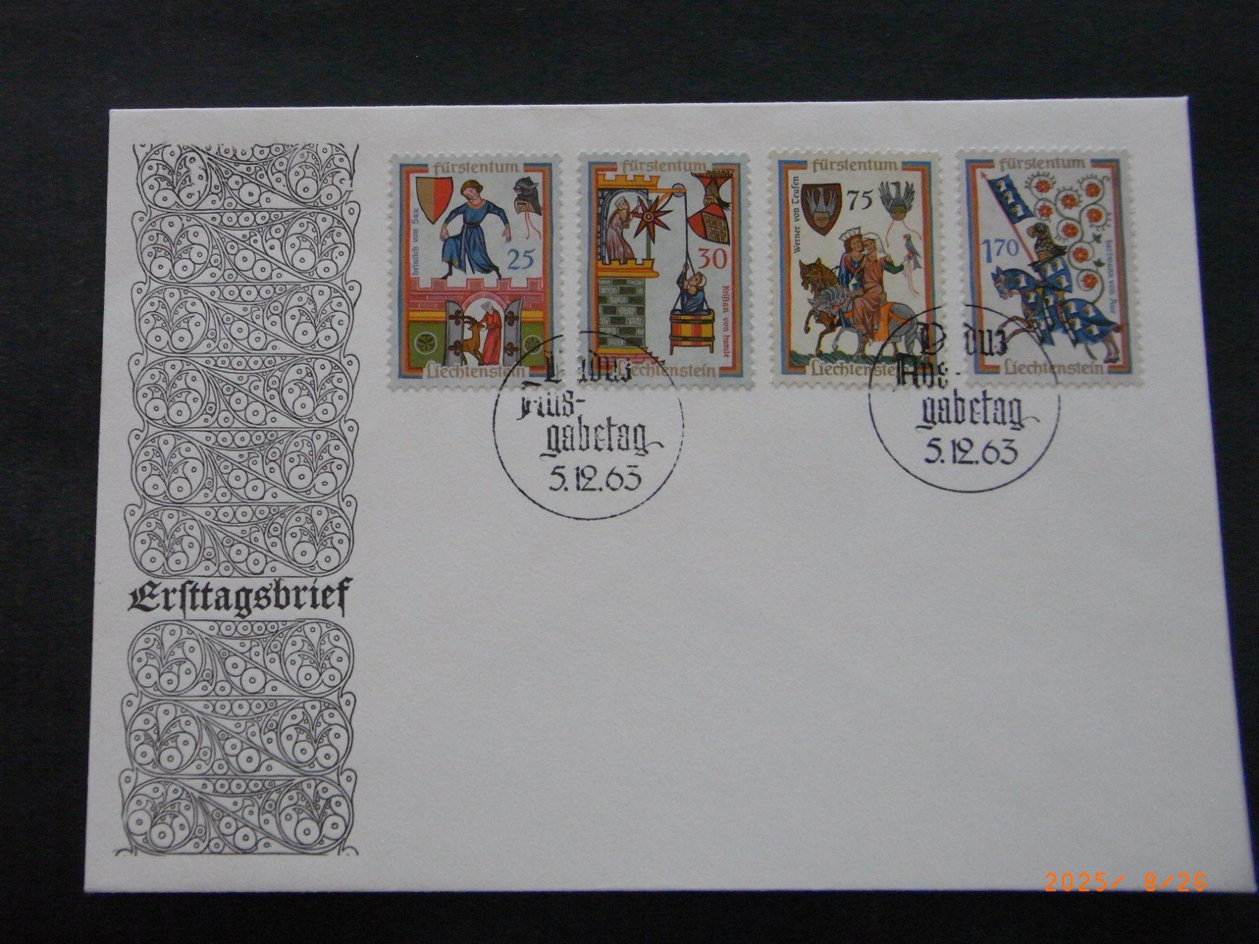 Tutti i francobolli: Fl 1963 370-373 g. Satz  FDC – Usato da Ittigen venduto da shetland