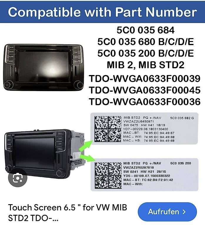 Radios: MIB, MIB2 Touch Rep. VW, SEAT, SKODA – Gebraucht aus Oberbuchsiten von remady87