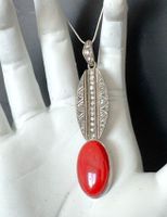 Antiker, opulenter Platin Anhänger XL Koralle & Diamanten