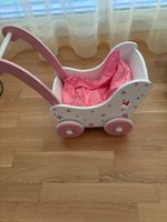 Kinderwagen aus Holz weiss/rosa mit Sternen gut erhalten