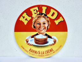 ALTES REKLAME BLECHSCHILD HEIDI KÄSE SCHMELZKÄSE RAHM