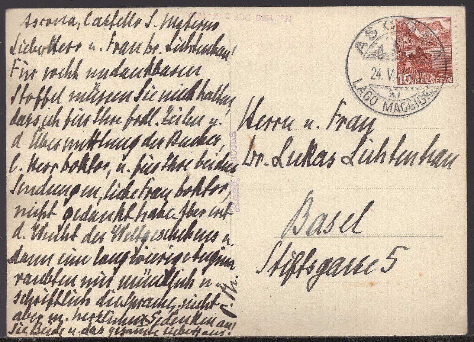 Cartoline postali: Ronco  s.  A. 1945    K- Stempel 6 – Usato da Aarau venduto da kufi44 1