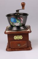 Vintage Kaffeemühle Holz mit Blumenmalerei