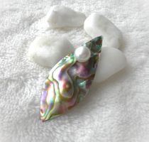 MAGNET BROSCHE  PERLE   PAUA   SCHALHALTER    NEU