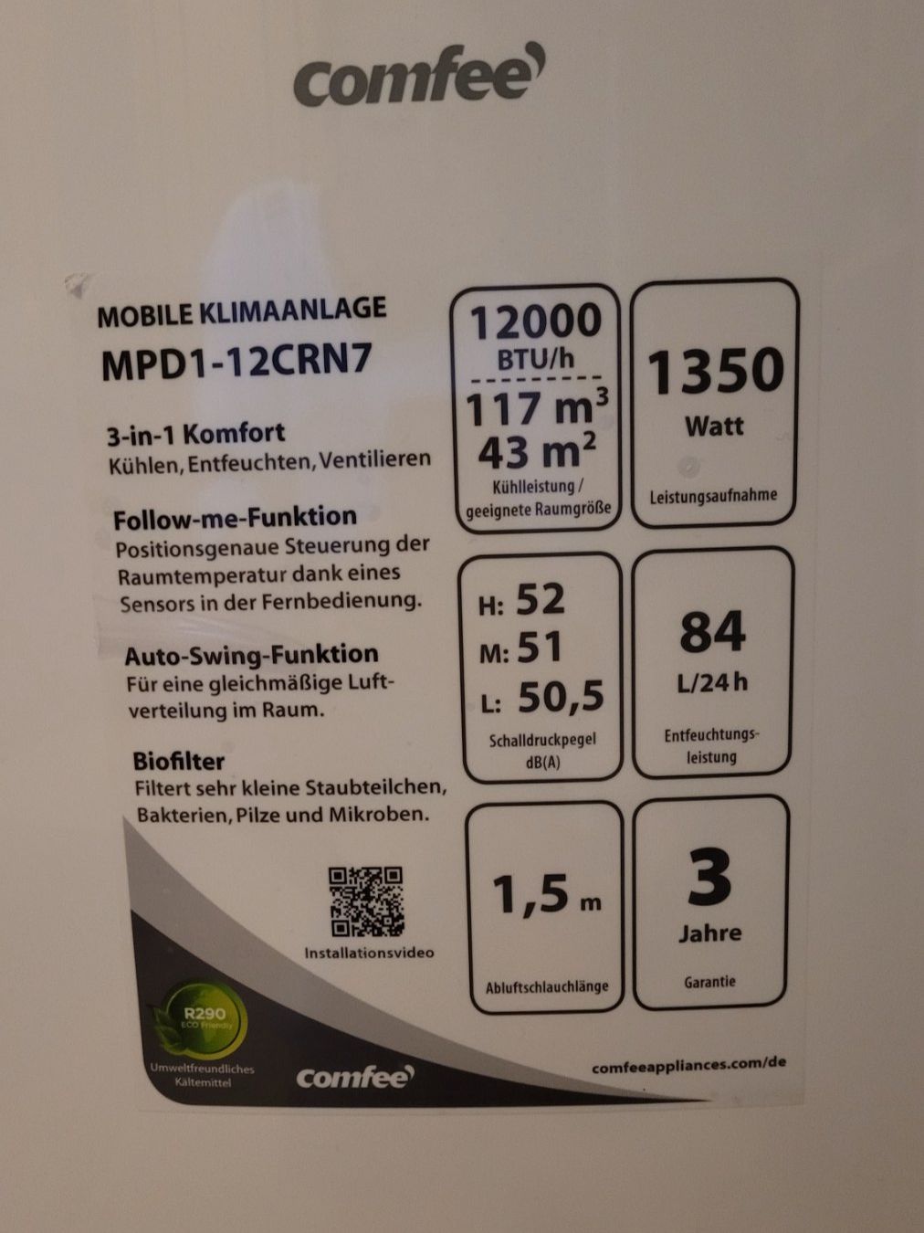 Comfee Climatiseurs: Mobiles Klimagerät Comfee MPD1-12CRN7 – D'occasion à Brugg AG par Ela_Obi 3