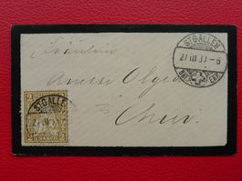 1880, Nr.37 aus sehr sauberem Trauerbriefchen von ST. GALLEN