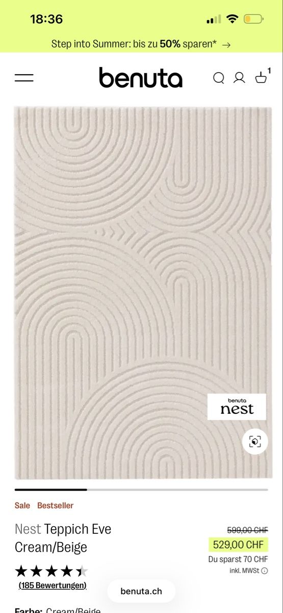 Tapis: Teppich Benuta Eve Creme 240x340cm – D'occasion à Zürich par jan_7bqq