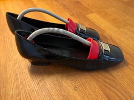 Schwarze Lack-Loafer Jette mit Schnalle, Gr. 39 (Sommer)