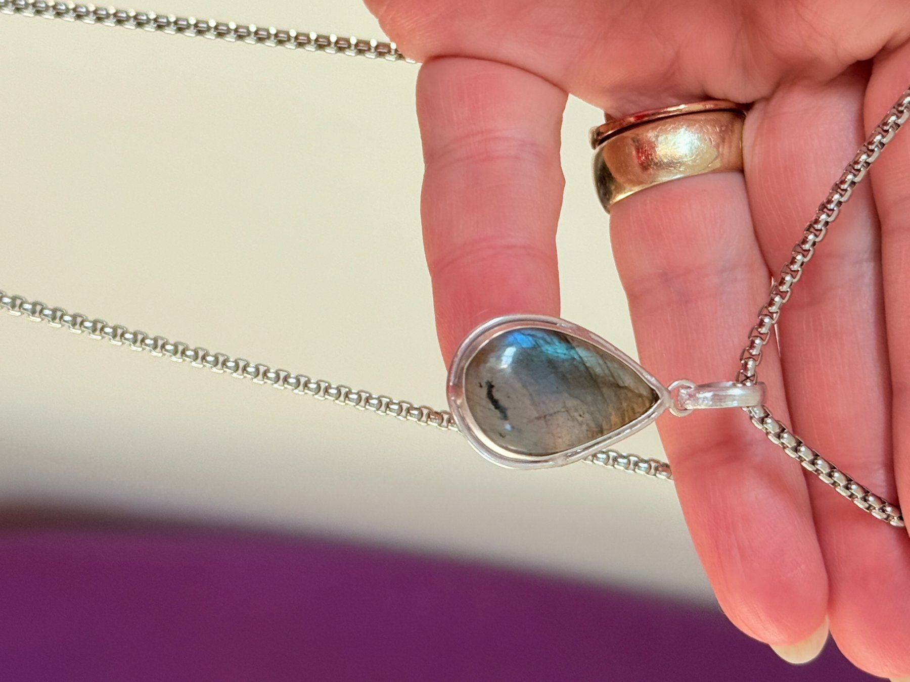 Catenine: Collier élégant avec Labradorite véritable, neuf! – Nuovo e nell'imballaggio originale da Genève venduto da AGBERG 3