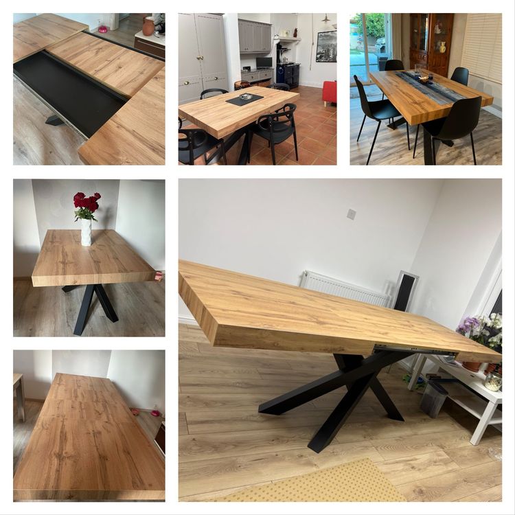Ausziehbarer Esstisch 160(240)x90 cm rustikale Eiche ANNA 9