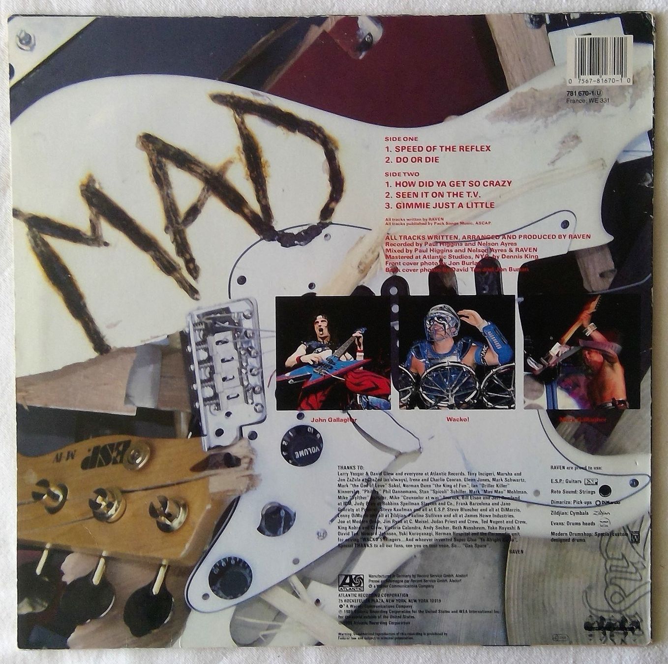 Schallplatten: Raven - Mad - LP - 1986 - First Press - Atlantic Records – Gebraucht aus Uster von Zardodel 1