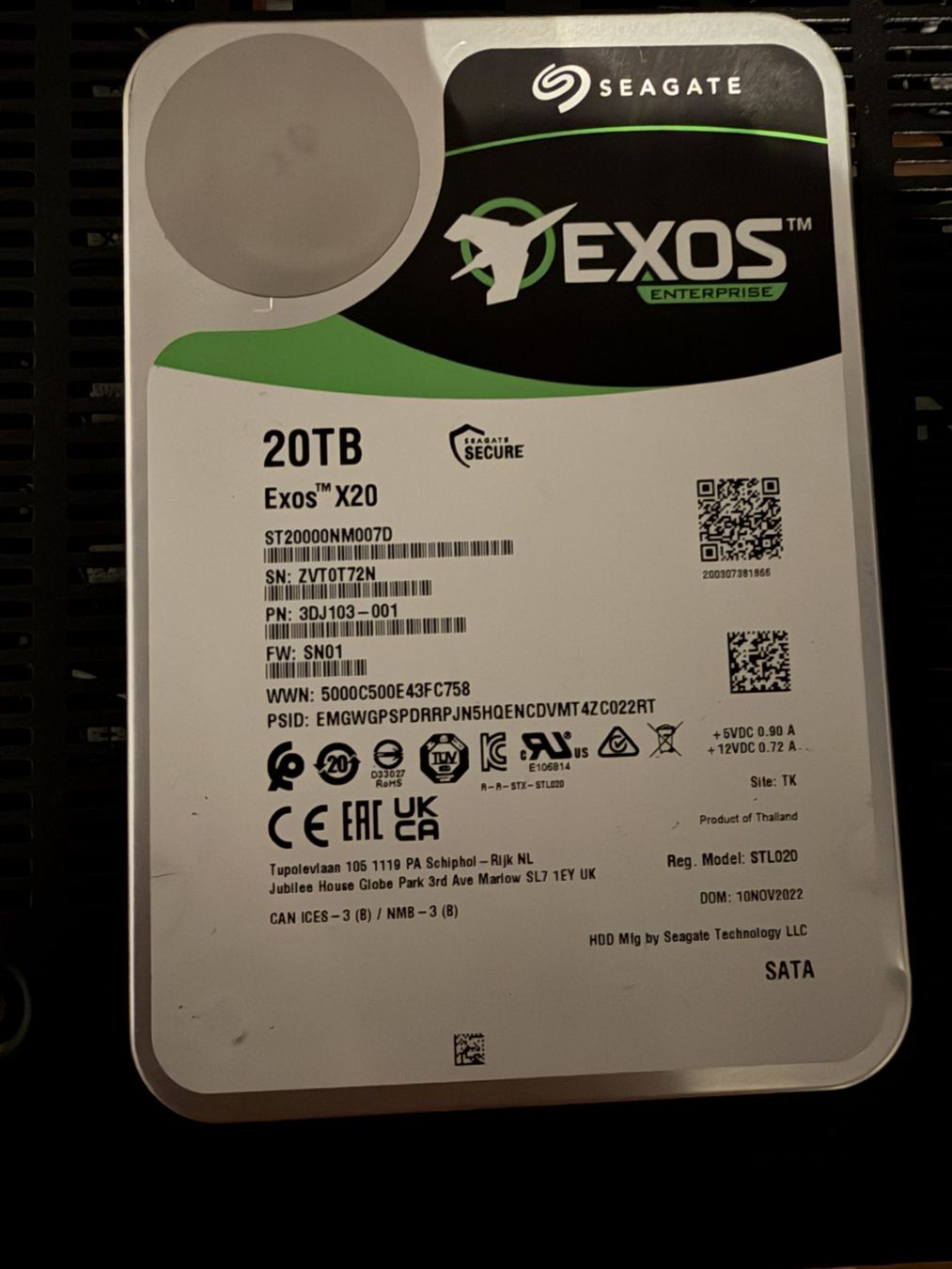 Seagate Harddisks: Disque Dur ST20000NM007D-3DJ103 20TB Usagé – Gebraucht aus Carouge GE von Stomp 1